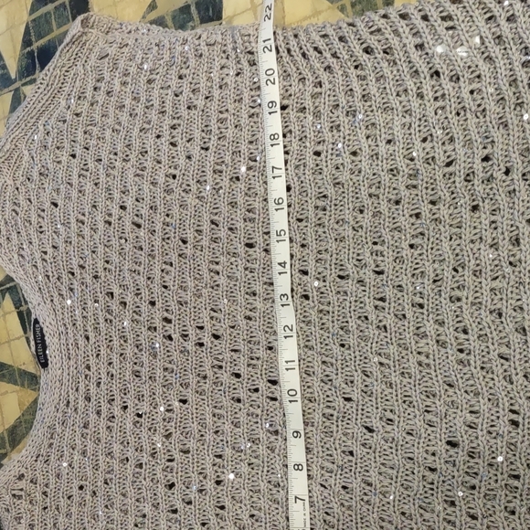 Eileen Fisher Open Weave Italian Yarn Box Top With Sparkles Size M - Picture 6 of 14